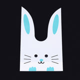 45 pc Kawaii Bunny Plastic Candy Bags, Rabbit Ear Bags, Gift Bags, Two-Side Printed, Dark Cyan, 22.5x14cm