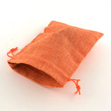 100 pc Polyester Imitation Burlap Packing Pouches Drawstring Bags, Coral, 13.5x9.5cm
