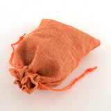100 pc Polyester Imitation Burlap Packing Pouches Drawstring Bags, Coral, 13.5x9.5cm