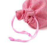 100 pc Polyester Imitation Burlap Packing Pouches Drawstring Bags, Flamingo, 13.5x9.5cm