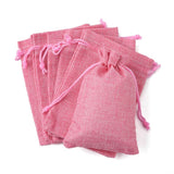 100 pc Polyester Imitation Burlap Packing Pouches Drawstring Bags, Flamingo, 13.5x9.5cm