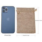 100 pc Polyester Imitation Burlap Packing Pouches Drawstring Bags, Tan, 13.5x9.5cm