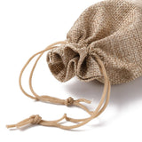 100 pc Polyester Imitation Burlap Packing Pouches Drawstring Bags, Tan, 13.5x9.5cm