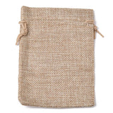 100 pc Polyester Imitation Burlap Packing Pouches Drawstring Bags, Tan, 13.5x9.5cm