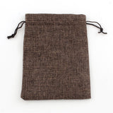 100 pc Polyester Imitation Burlap Packing Pouches Drawstring Bags, Coconut Brown, 13.5x9.5cm