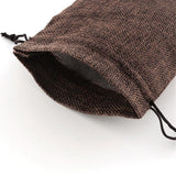 100 pc Polyester Imitation Burlap Packing Pouches Drawstring Bags, Coconut Brown, 13.5x9.5cm