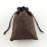 100 pc Polyester Imitation Burlap Packing Pouches Drawstring Bags, Coconut Brown, 13.5x9.5cm