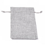 100 pc Polyester Imitation Burlap Packing Pouches Drawstring Bags, Light Grey, 13.5x9.5cm