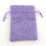 100 pc Polyester Imitation Burlap Packing Pouches Drawstring Bags, Lilac, 18x13cm