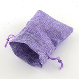 100 pc Polyester Imitation Burlap Packing Pouches Drawstring Bags, Lilac, 18x13cm