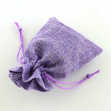 100 pc Polyester Imitation Burlap Packing Pouches Drawstring Bags, Lilac, 18x13cm