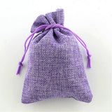 100 pc Polyester Imitation Burlap Packing Pouches Drawstring Bags, Lilac, 18x13cm