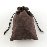 100 pc Polyester Imitation Burlap Packing Pouches Drawstring Bags, Coconut Brown, 18x13cm