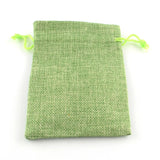 250 pc Polyester Imitation Burlap Packing Pouches Drawstring Bags, for Christmas, Wedding Party and DIY Craft Packing, Yellow Green, 14x10cm