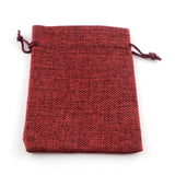 250 pc Polyester Imitation Burlap Packing Pouches Drawstring Bags, for Christmas, Wedding Party and DIY Craft Packing, Dark Red, 14x10cm