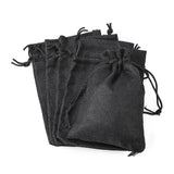 250 pc Polyester Imitation Burlap Packing Pouches Drawstring Bags, for Christmas, Wedding Party and DIY Craft Packing, Black, 14x10cm
