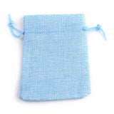 250 pc Polyester Imitation Burlap Packing Pouches Drawstring Bags, for Christmas, Wedding Party and DIY Craft Packing, Light Sky Blue, 14x10cm