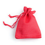 250 pc Polyester Imitation Burlap Packing Pouches Drawstring Bags, for Christmas, Wedding Party and DIY Craft Packing, Red, 14x10cm