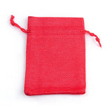250 pc Polyester Imitation Burlap Packing Pouches Drawstring Bags, for Christmas, Wedding Party and DIY Craft Packing, Red, 14x10cm