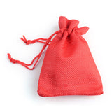 50 pc Polyester Imitation Burlap Packing Pouches Drawstring Bags, for Christmas, Wedding Party and DIY Craft Packing, Red, 23x17cm