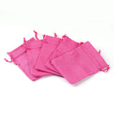 250 pc Polyester Imitation Burlap Packing Pouches Drawstring Bags, for Christmas, Wedding Party and DIY Craft Packing, Deep Pink, 12x9cm