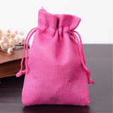 250 pc Polyester Imitation Burlap Packing Pouches Drawstring Bags, for Christmas, Wedding Party and DIY Craft Packing, Deep Pink, 12x9cm