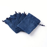 250 pc Polyester Imitation Burlap Packing Pouches Drawstring Bags, for Christmas, Wedding Party and DIY Craft Packing, Midnight Blue, 12x9cm