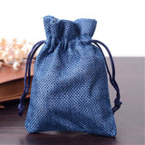 250 pc Polyester Imitation Burlap Packing Pouches Drawstring Bags, for Christmas, Wedding Party and DIY Craft Packing, Midnight Blue, 12x9cm