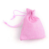 250 pc Polyester Imitation Burlap Packing Pouches Drawstring Bags, for Christmas, Wedding Party and DIY Craft Packing, Pearl Pink, 12x9cm
