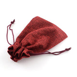 250 pc Polyester Imitation Burlap Packing Pouches Drawstring Bags, for Christmas, Wedding Party and DIY Craft Packing, Dark Red, 9x7cm