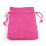 250 pc Polyester Imitation Burlap Packing Pouches Drawstring Bags, for Christmas, Wedding Party and DIY Craft Packing, Deep Pink, 9x7cm