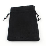 250 pc Polyester Imitation Burlap Packing Pouches Drawstring Bags, for Christmas, Wedding Party and DIY Craft Packing, Black, 9x7cm