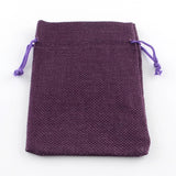 250 pc Polyester Imitation Burlap Packing Pouches Drawstring Bags, for Christmas, Wedding Party and DIY Craft Packing, Purple, 9x7cm