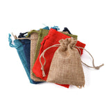250 pc Polyester Imitation Burlap Packing Pouches Drawstring Bags, for Christmas, Wedding Party and DIY Craft Packing, Mixed Color, 9x7cm