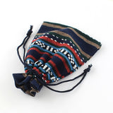 250 pc Ethnic Style Cloth Packing Pouches Drawstring Bags, Rectangle, Prussian Blue, 14x10cm