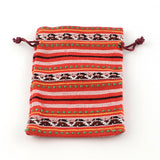 250 pc Ethnic Style Cloth Packing Pouches Drawstring Bags, Rectangle, Tomato, 14x10cm