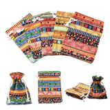 250 pc Ethnic Style Cloth Packing Pouches Drawstring Bags, Rectangle, Mixed Color, 14x10cm
