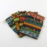 150 pc Ethnic Style Cloth Packing Pouches Drawstring Bags, Rectangle, Mixed Color, 17.5x12.5cm