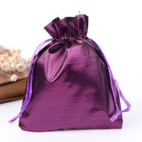 500 pc Rectangle Cloth Bags, with Drawstring, Purple, 12x9cm