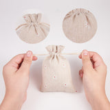 50 pc Polycotton(Polyester Cotton) Packing Pouches Drawstring Bags, with Printed Flower, Wheat, 14x10cm