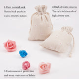 50 pc Polycotton(Polyester Cotton) Packing Pouches Drawstring Bags, with Printed Flower, Wheat, 14x10cm