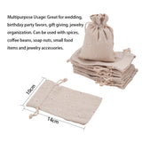 50 pc Polycotton(Polyester Cotton) Packing Pouches Drawstring Bags, with Printed Flower, Wheat, 14x10cm