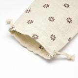 50 pc Polycotton(Polyester Cotton) Packing Pouches Drawstring Bags, with Printed Flower, Wheat, 14x10cm