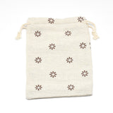 50 pc Polycotton(Polyester Cotton) Packing Pouches Drawstring Bags, with Printed Flower, Wheat, 14x10cm