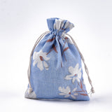 50 pc Polycotton(Polyester Cotton) Packing Pouches Drawstring Bags, with Flower Printed, Colorful, 18x13cm