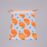 100 pc PE Plastic Storage Bag, Drawstring Bag, Frosted, Rectangle with Lemon Pattern, Dark Orange, 199x160x6mm