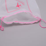 40 pc Makrofol Semi-transparent Drawstring Bag, Dustproof Storage Bags, Rectangle, Deep Pink, 35.5x26.8x0.15cm