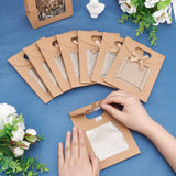 24 pc 24 Pcs Blank Kraft Paper Bags, 11.9x6.15x15.7cm Stand Up Gift Bag With Handles Brown Gift Bag with Clear Window for Candy Cookies Packaging, Wedding, Christmas, Party, Store Retail