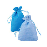 1 Set 5 Colors Blue Burlap Packing Pouches, Drawstring Bags, Blue, 13.8~14x10cm, 25pcs/set
