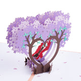 Pop Up Card 3D Popup Greeting Cards with Purple Heart Tree Love Birds Flower Pop Up Anniversary Card
